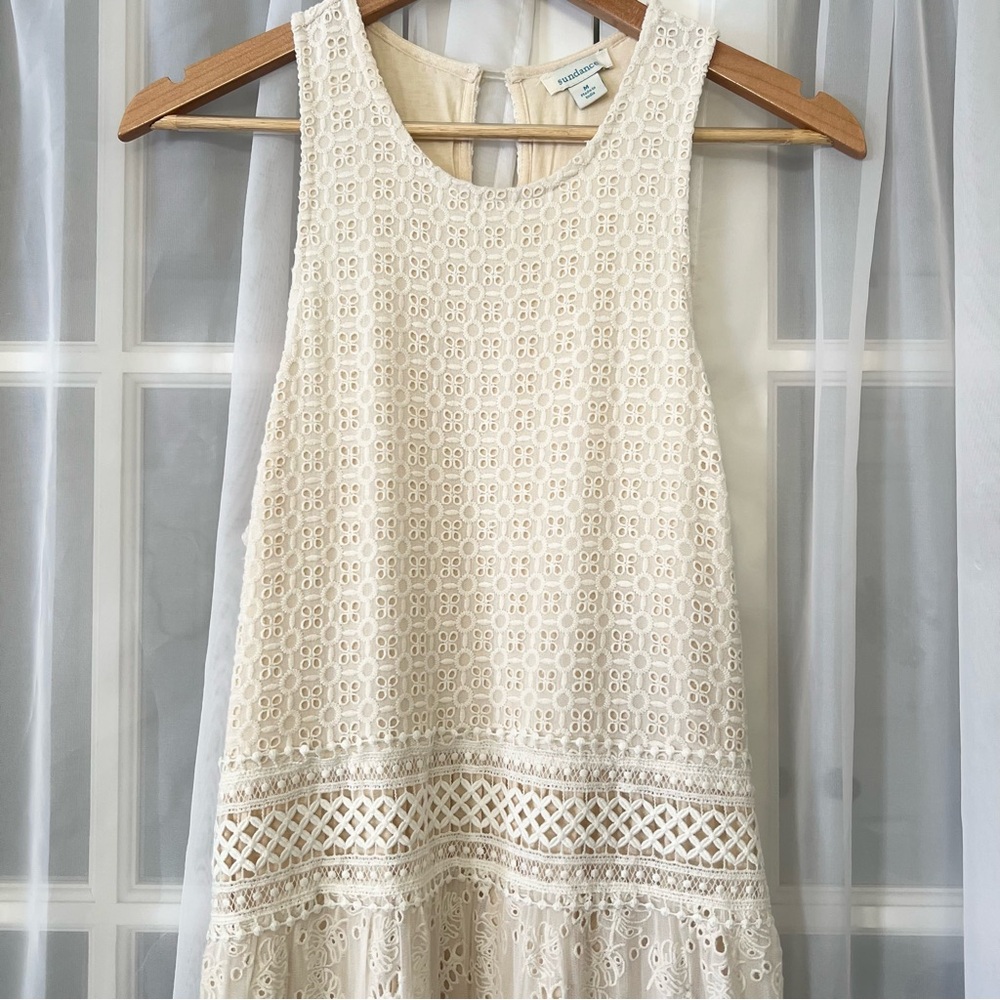 Sundance Dreamers Believe Bone Off White Eyelet Dress Size Medium - Picture 4 of 11